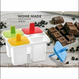 Set of 4 Plastic Reusable Ice Pop Makers, Homemade PopsicleFrozen Ice CreamKulfi Candy for Children & Adults – Multicolor,