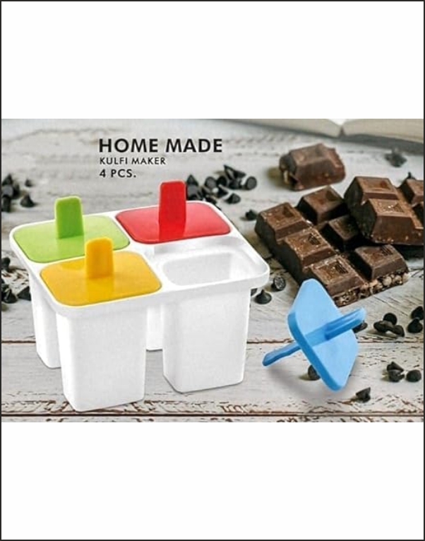 Set of 4 Plastic Reusable Ice Pop Makers, Homemade PopsicleFrozen Ice CreamKulfi Candy for Children & Adults - Multicolor, - Image 2