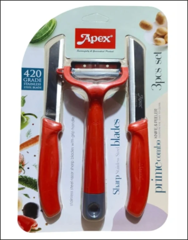 Apex Prime Combo Knife & Peeler 3pcs Set - Premium Kitchen Kit