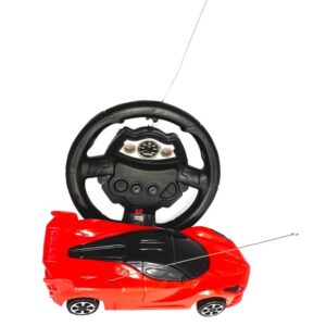 RC Car Toy with Steering Wheel Controller for Kids – Red Sports Racing Car