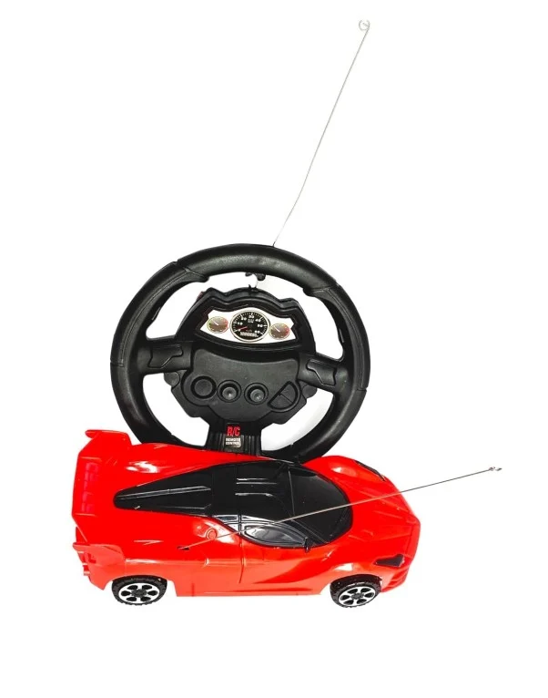 RC Car Toy with Steering Wheel Controller for Kids – Red Sports Racing Car
