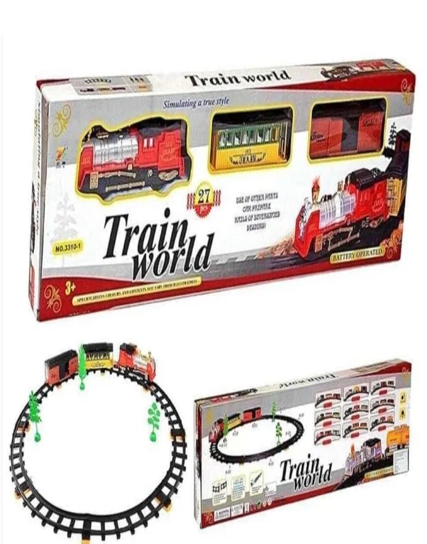 Train World Battery Operated Toy Train Set with Track | 27 Pieces Educational Train Toy for Kids