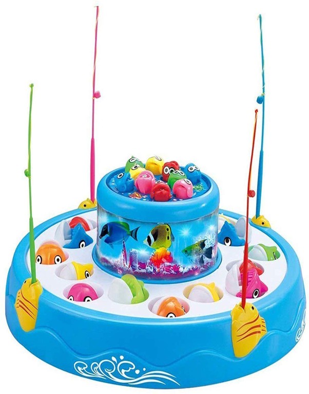 Big Fish Catching Game Toy with 26 Fish & 4 Fishing Rods, Music & Lights