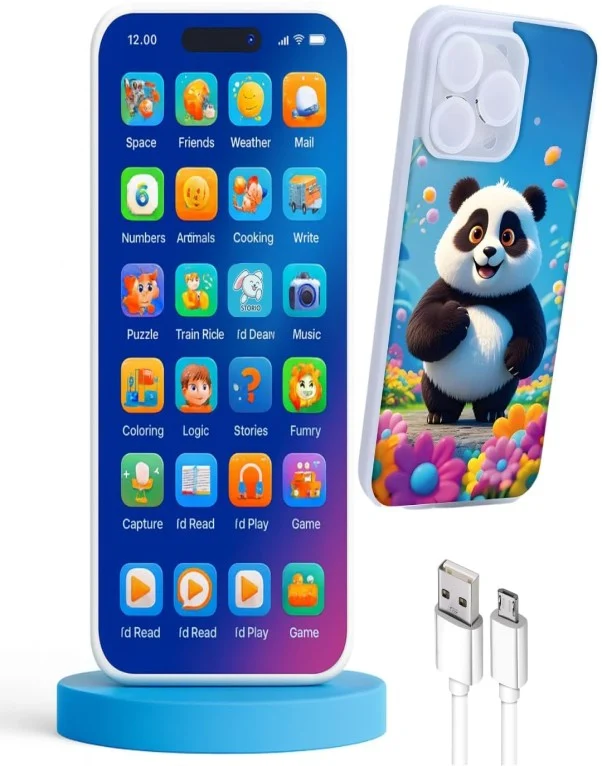 Rechargeable Educational Phone Toy for Kids 2-12 Years – 24 Learning Modes Talking Smart Mobile Toy
