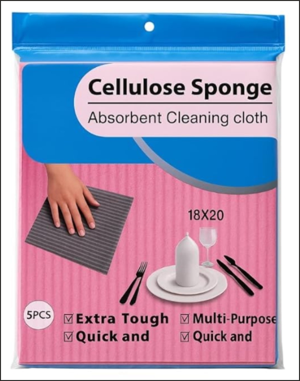 Cellulose Sponge Absorbent Cleaning Cloths Multipurpose5 Pieces Set Suitable for Cleaning & Wiping Kitchenware - Image 5