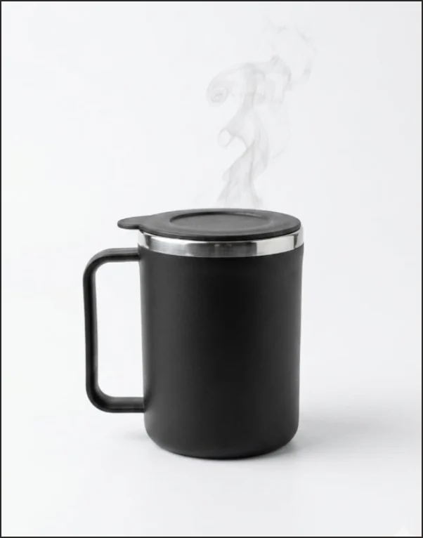 Happy Mug 400 ML Stainless Steel Coffee Mug with Lid - Image 3