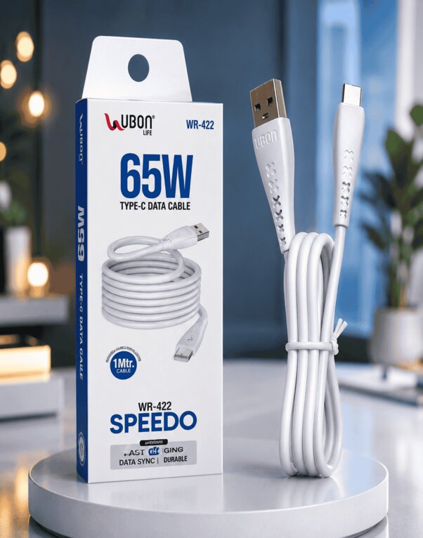 UBON WR-422 65W Type-C Fast Charging Data Cable | 1 Meter USB to Type-C Cable