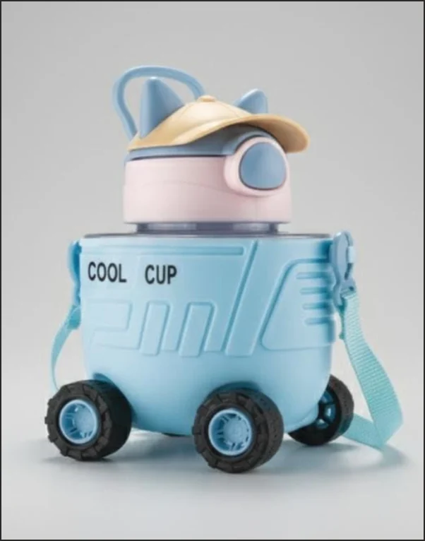 Kids Water Bottle with Straw & Wheels – Leakproof Cool Cup