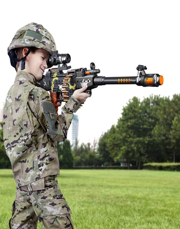 Musical Army Style Toy Gun with Music, Laser Lights & Sound Effects for Kids – Pack of 1 - Image 2