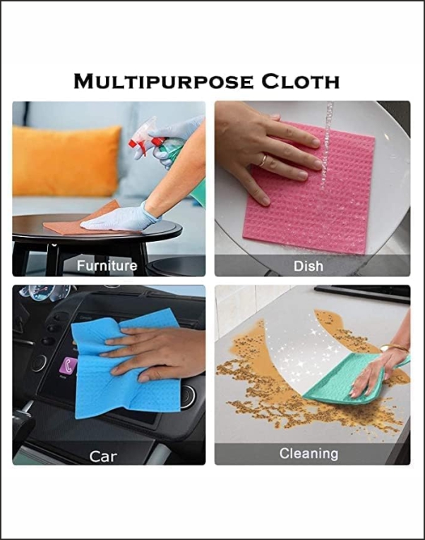 Cellulose Sponge Absorbent Cleaning Cloths Multipurpose5 Pieces Set Suitable for Cleaning & Wiping Kitchenware - Image 4