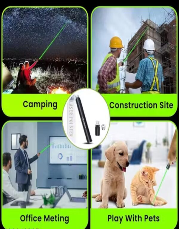 Best High Power Green Laser Pointer Pen with 8 Optical Caps | 2000m Long Range Beam - Image 4