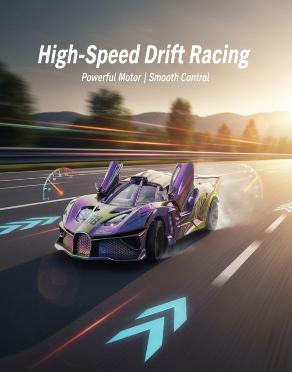 Remote Control Sports Racing Car with Opening Doors | Rechargeable RC Drift Car Toy for Kids & Adults - Image 4