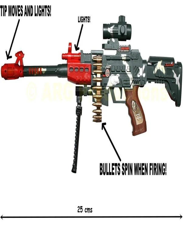 Musical Army Style Toy Gun with Music, Laser Lights & Sound Effects for Kids β Pack of 1 - Image 3