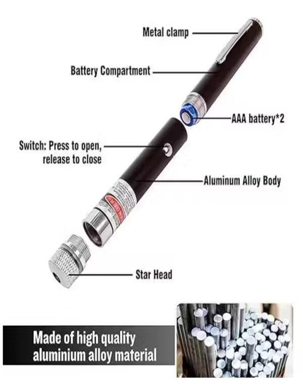 Best High Power Green Laser Pointer Pen with 8 Optical Caps | 2000m Long Range Beam - Image 3