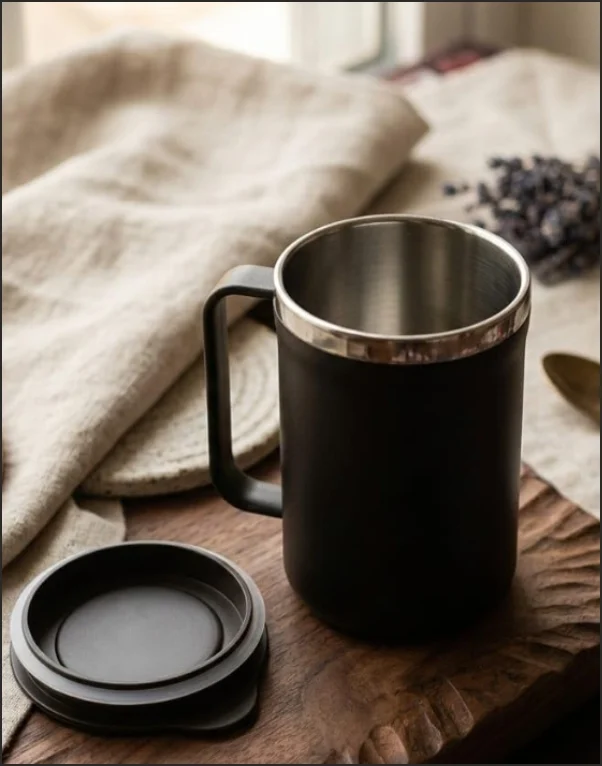 Happy Mug 400 ML Stainless Steel Coffee Mug with Lid