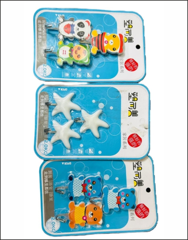 Cute Cartoon Self Adhesive Wall Hooks Pack of 3 | Strong Waterproof Hooks for Kitchen, Bathroom & Bedroom - Image 2