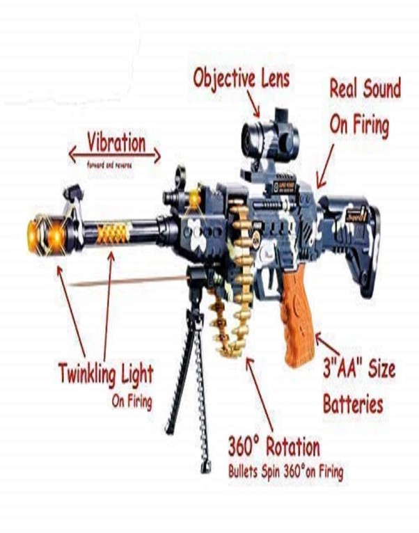 Musical Army Style Toy Gun with Music, Laser Lights & Sound Effects for Kids – Pack of 1 - Image 4