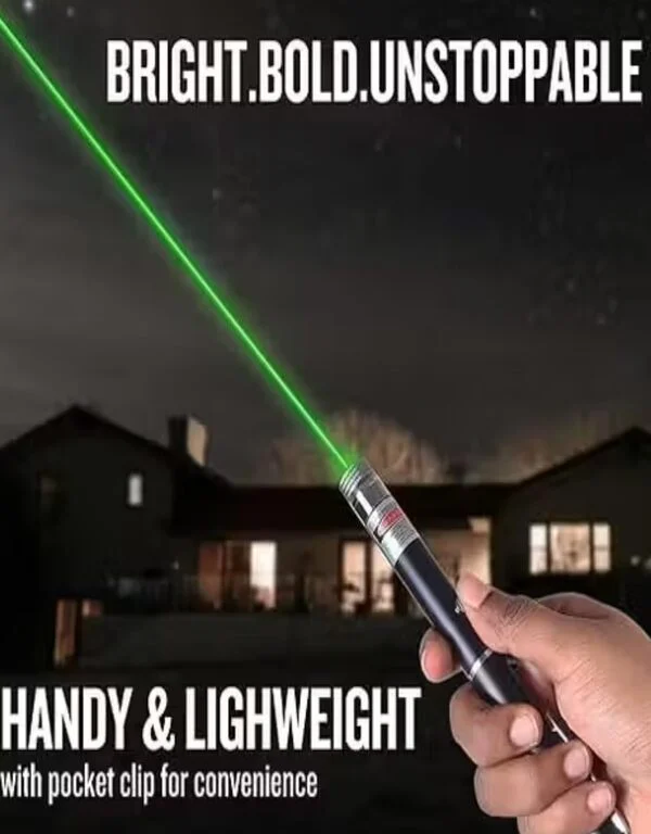 Best High Power Green Laser Pointer Pen with 8 Optical Caps | 2000m Long Range Beam