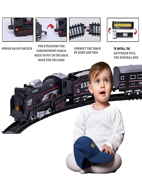 Classic Battery Operated Steam Train Toy Set with Track for Kids - Image 3