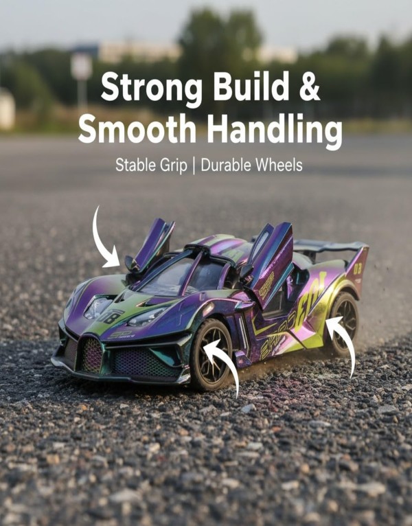Remote Control Sports Racing Car with Opening Doors | Rechargeable RC Drift Car Toy for Kids & Adults - Image 6