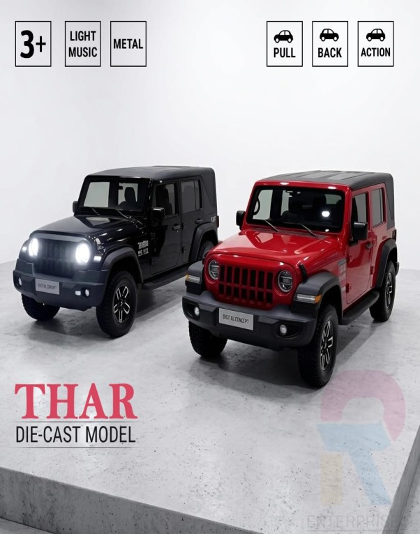 Metal Thar Toy Car with Light & Music | Pull Back Action Vehicle for Kids - Image 5