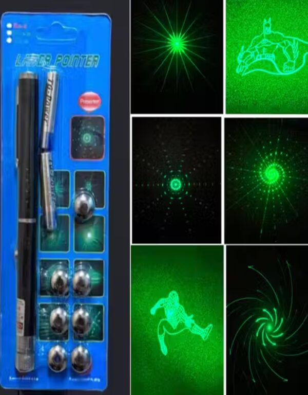 Best High Power Green Laser Pointer Pen with 8 Optical Caps | 2000m Long Range Beam - Image 2