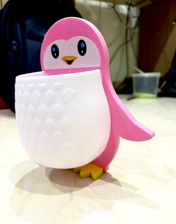 Rudrisha 1pc Penguins Shape Toothbrush Holder Plastic Stand for Toothpaste, Comb, Brush, Cream, Lotion Kids Bathroom Cup Drain Waterproof Self-Adhesive(Set of 1,Multicolor) - Image 4