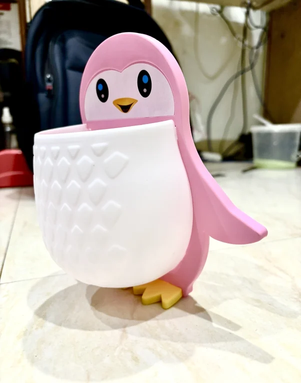 Rudrisha 1pc Penguins Shape Toothbrush Holder Plastic Stand for Toothpaste, Comb, Brush, Cream, Lotion Kids Bathroom Cup Drain Waterproof Self-Adhesive(Set of 1,Multicolor) - Image 3