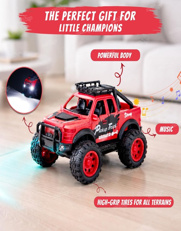 Zest 4 Toyz Kids Pickup Truck Toy Car with LED Lights & Music | Off-Road Vehicle for Kids Kids Pickup Truck Toy Car with LED Lights - Image 6