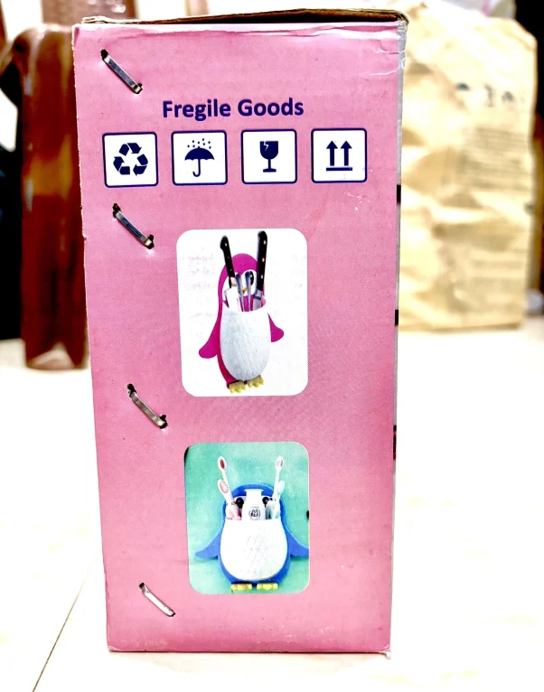Rudrisha 1pc Penguins Shape Toothbrush Holder Plastic Stand for Toothpaste, Comb, Brush, Cream, Lotion Kids Bathroom Cup Drain Waterproof Self-Adhesive(Set of 1,Multicolor) - Image 2