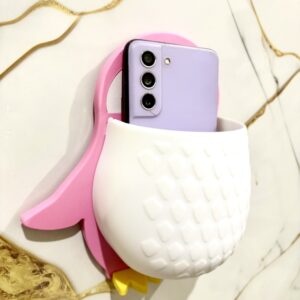 Rudrisha 1pc Penguins Shape Toothbrush Holder Plastic Stand for Toothpaste, Comb, Brush, Cream, Lotion Kids Bathroom Cup Drain Waterproof Self-Adhesive(Set of 1,Multicolor)