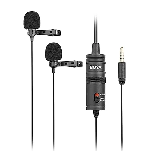 BOYA BY-M1DM Dual Lavalier Microphone | Dual Clip-On Mic for Interview, Podcast & YouTube Recording