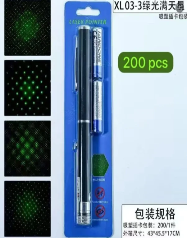 Green Laser Pointer Pen with Rotating Head | 200 Beam Patterns Laser Light with Batteries