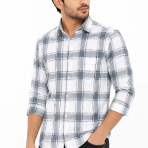 Men’s Premium Cotton Beige Check Full Sleeve Shirt